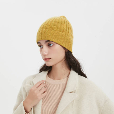 Brinly Pure Cashmere Ribbed Beanie