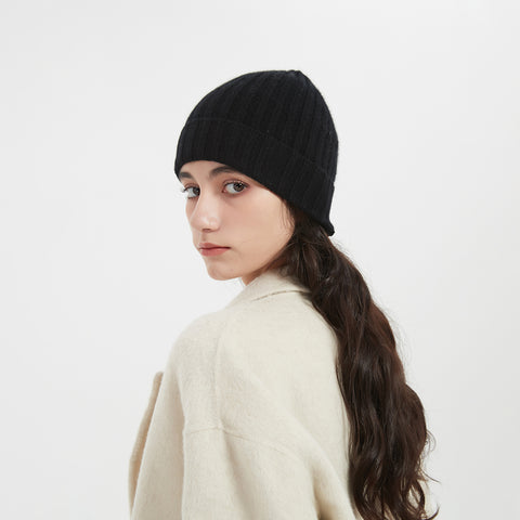 Brinly Pure Cashmere Ribbed Beanie