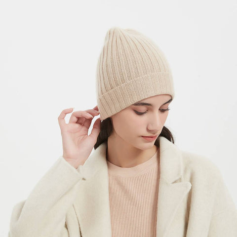 Brinly Pure Cashmere Ribbed Beanie