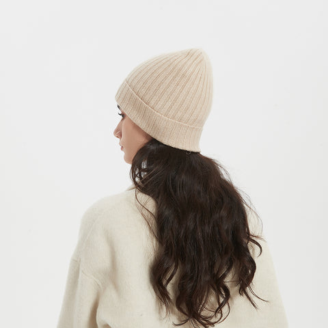 Brinly Pure Cashmere Ribbed Beanie