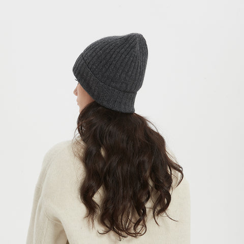 Brinly Pure Cashmere Ribbed Beanie