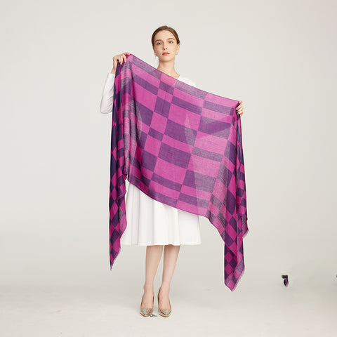 Nami Check Featherlight Cashmere Scarf