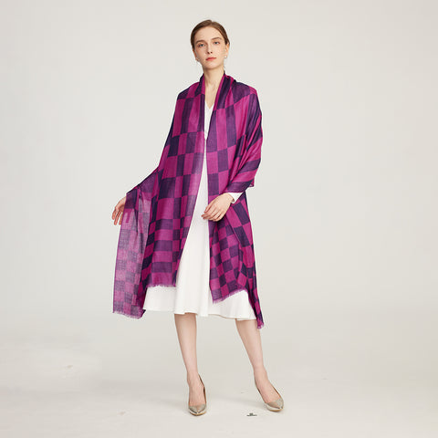 Nami Check Featherlight Cashmere Scarf