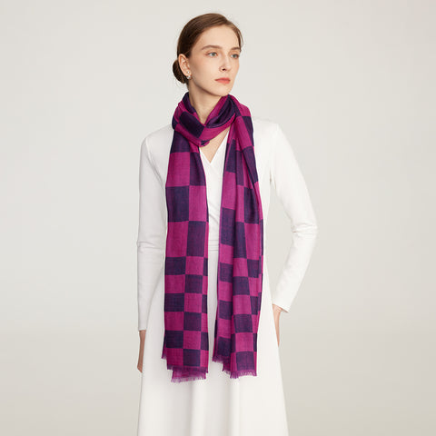 Nami Check Featherlight Cashmere Scarf