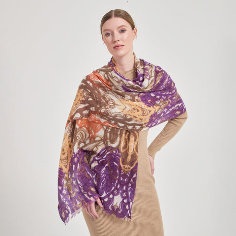 Aylin Featherlight Cashmere Scarf- Purple