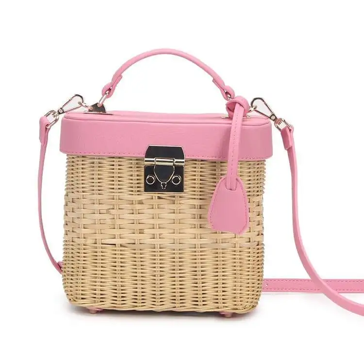 Lara Rattan Top Handle Bag