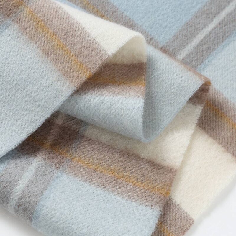 Yona Pure Cashmere Checked Tasseled Scarf - Blue - Image 6