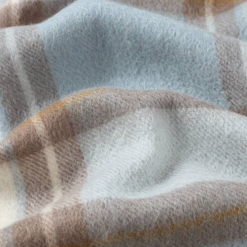 Yona Pure Cashmere Checked Tasseled Scarf - Blue - Image 5