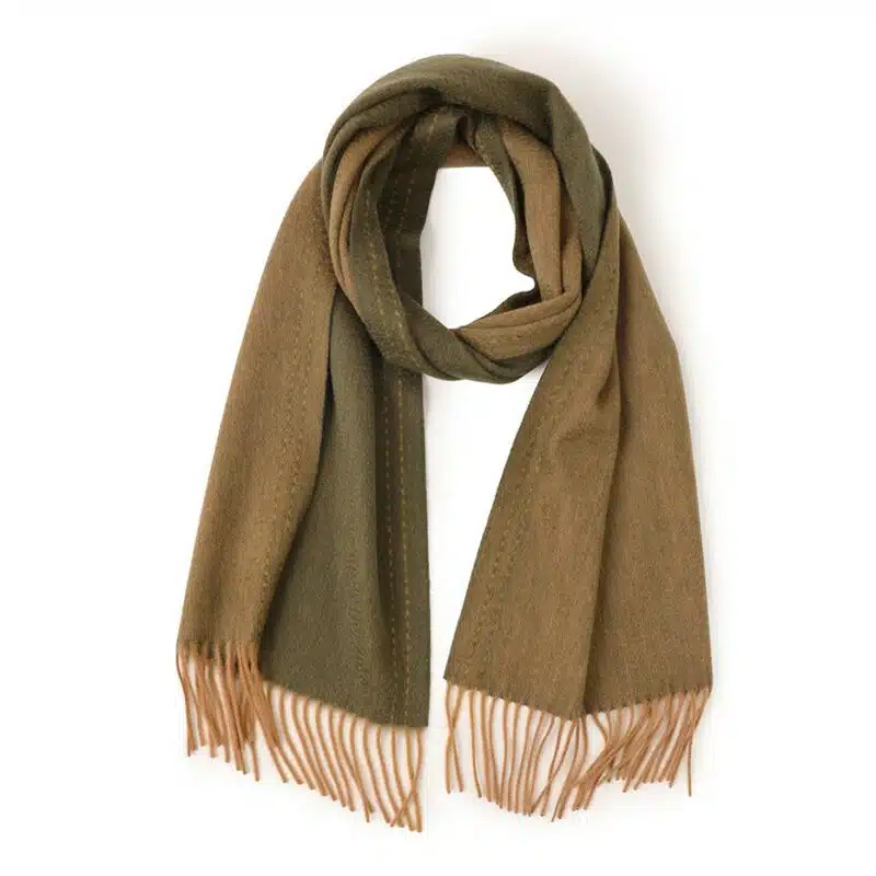Deva Reversible Cashmere Scarf - Olive Green - Image 5