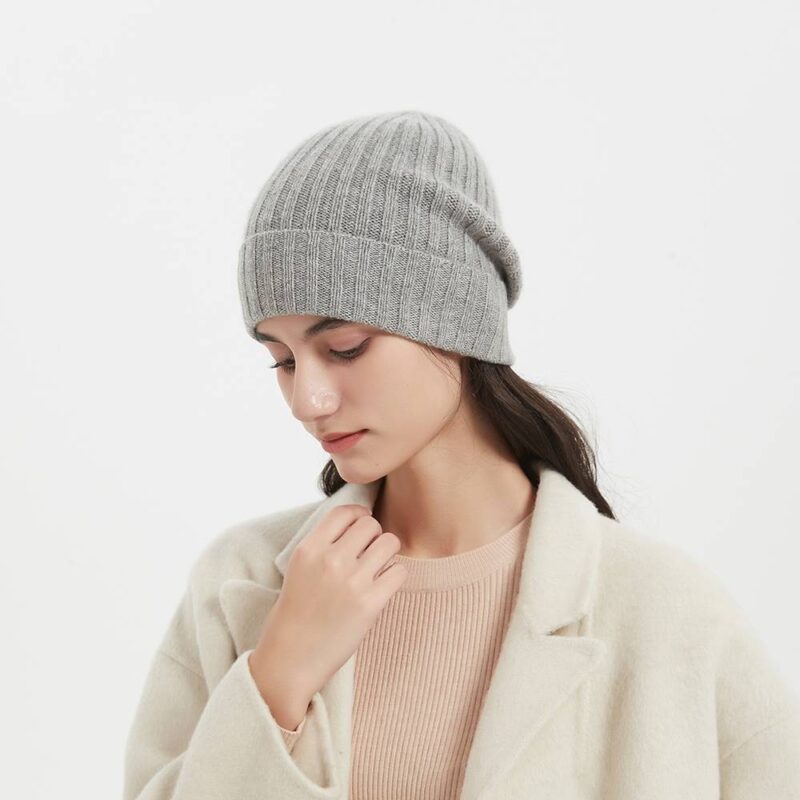 Brinly Pure Cashmere Ribbed Beanie - Image 2