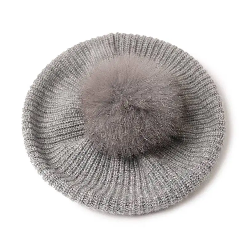 Chika Pure Cashmere Pompom Beret