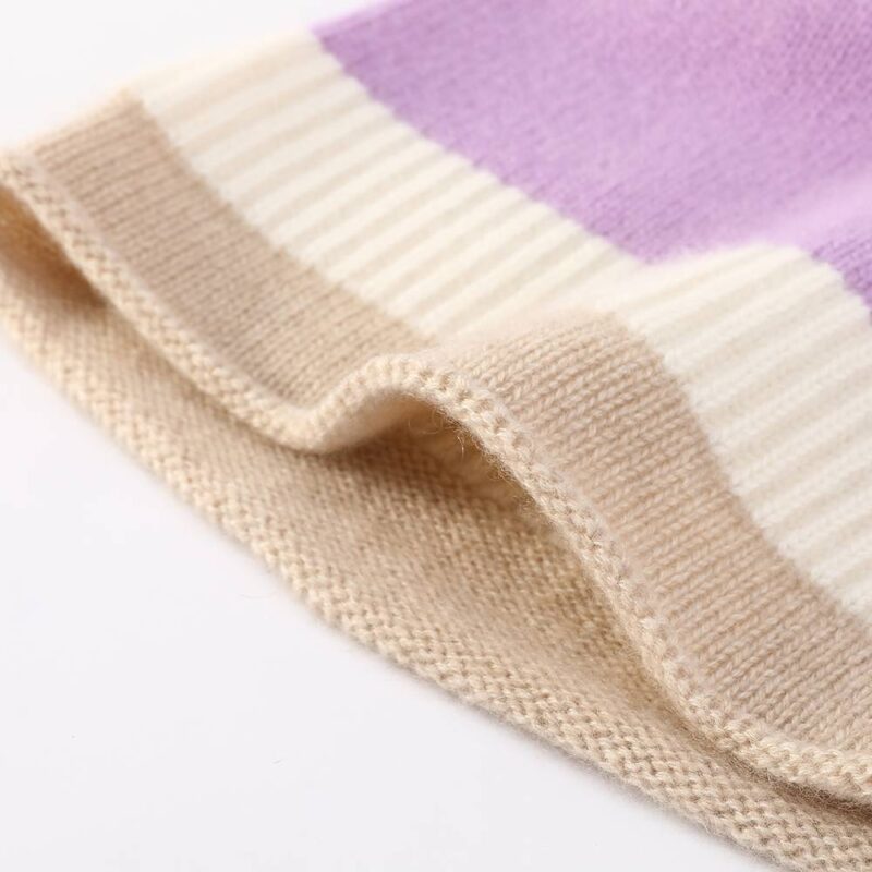 Berretto in cashmere a blocchi di colore Jasmine - immagine 6