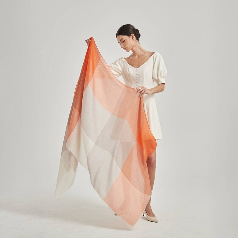 Kono Checked Featherlight Cashmere Scarf Wrap - Image 2