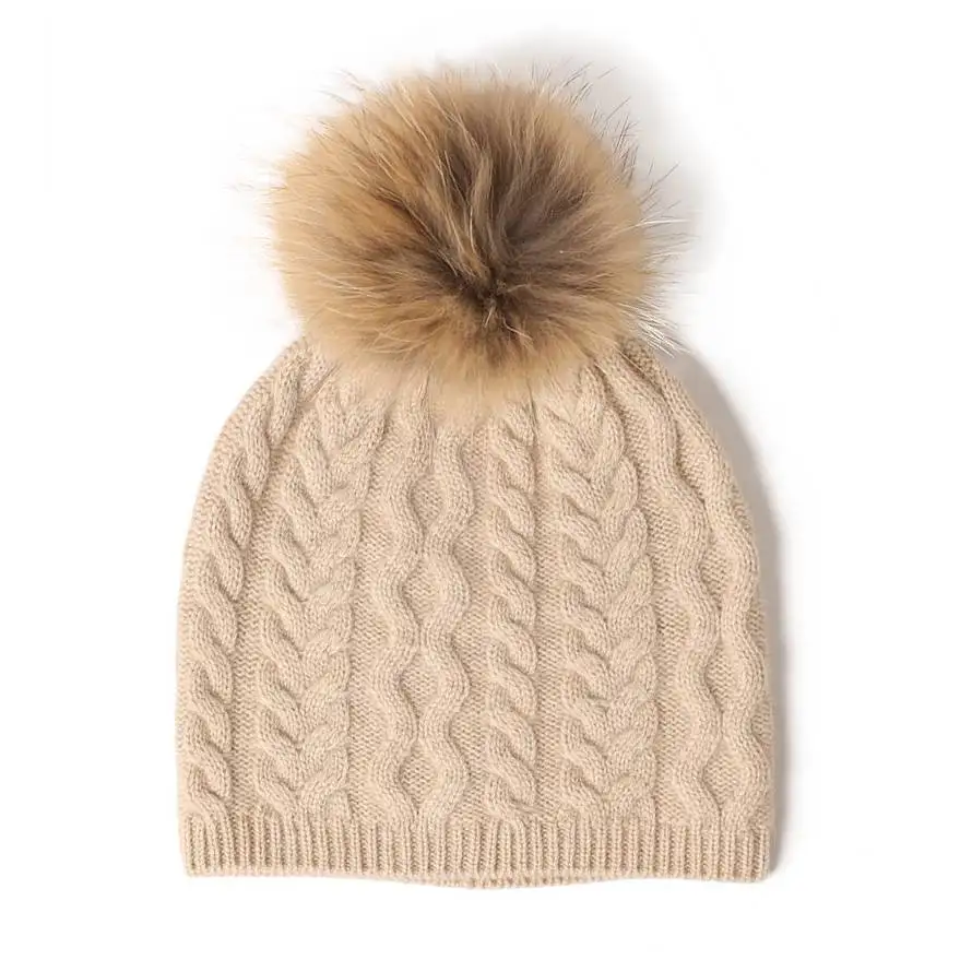Tola Pure Cashmere Pompom Beanie