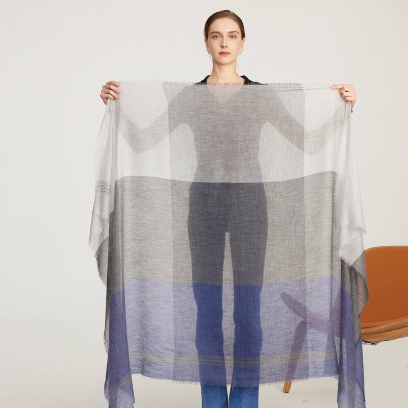 Dia Farbblockierter federleichter Kaschmirschal Wrap – Bild 2