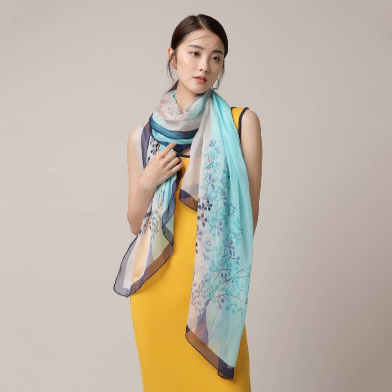 Elvan Ultra Light Floral Print Large Silk Scarf Wrap - Image 4