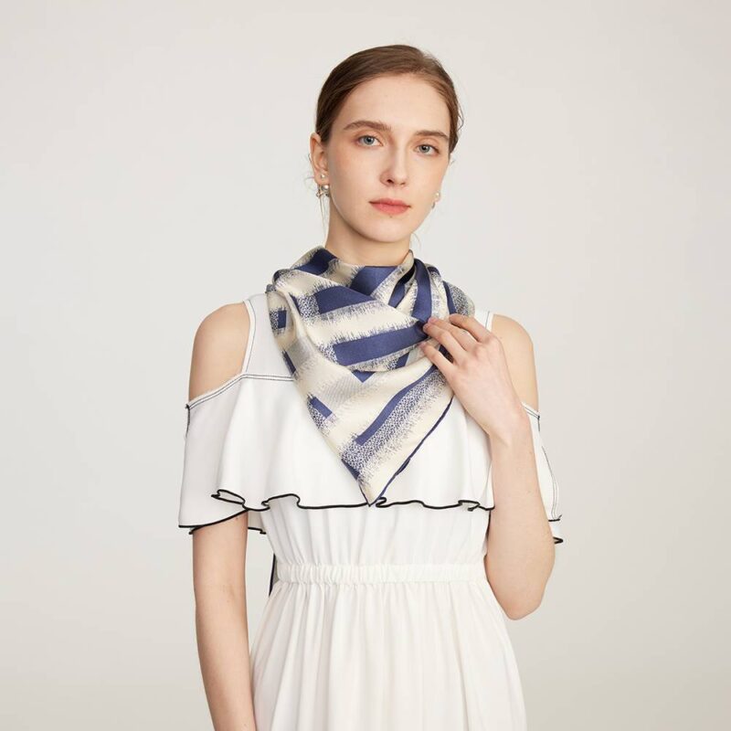 Lan Striped Silk Neckerchief Scarf - Image 3