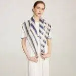 Lan Striped Silk Neckerchief Scarf