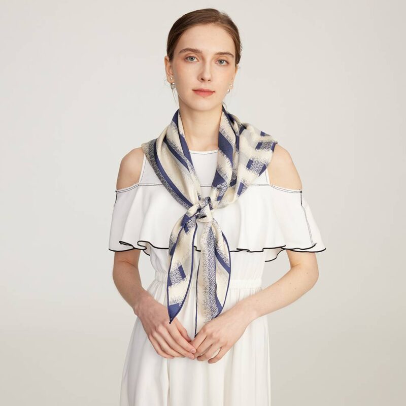 Lan Striped Silk Neckerchief Scarf - Image 3