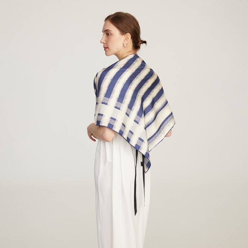 Lan Striped Silk Neckerchief Scarf - Image 4