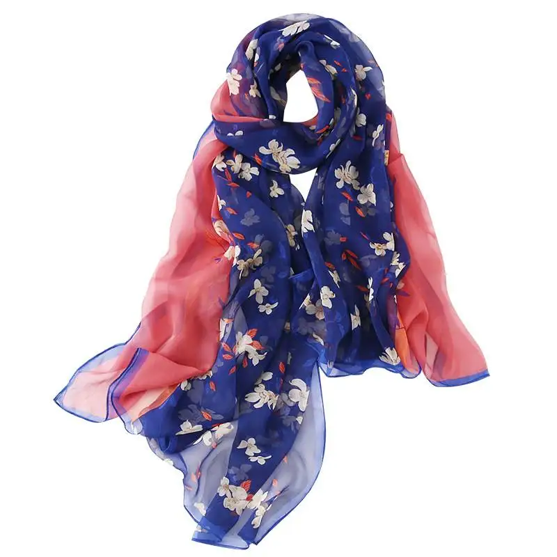 Mikki Ultra Light Floral Print Large Silk Scarf Wrap