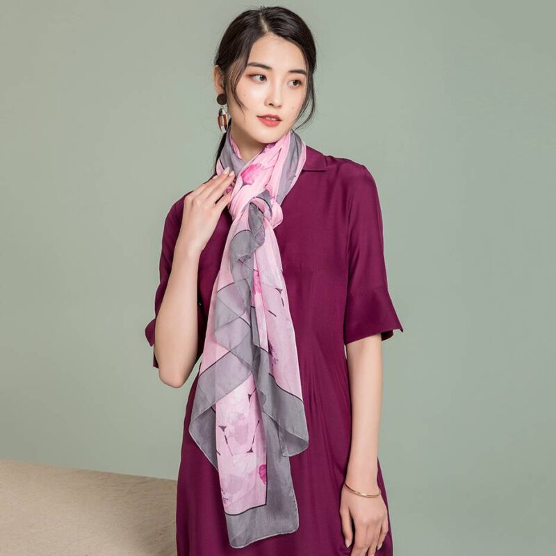 Aara Ultra Light Floral Large Silk Scarf Wrap - immagine 4