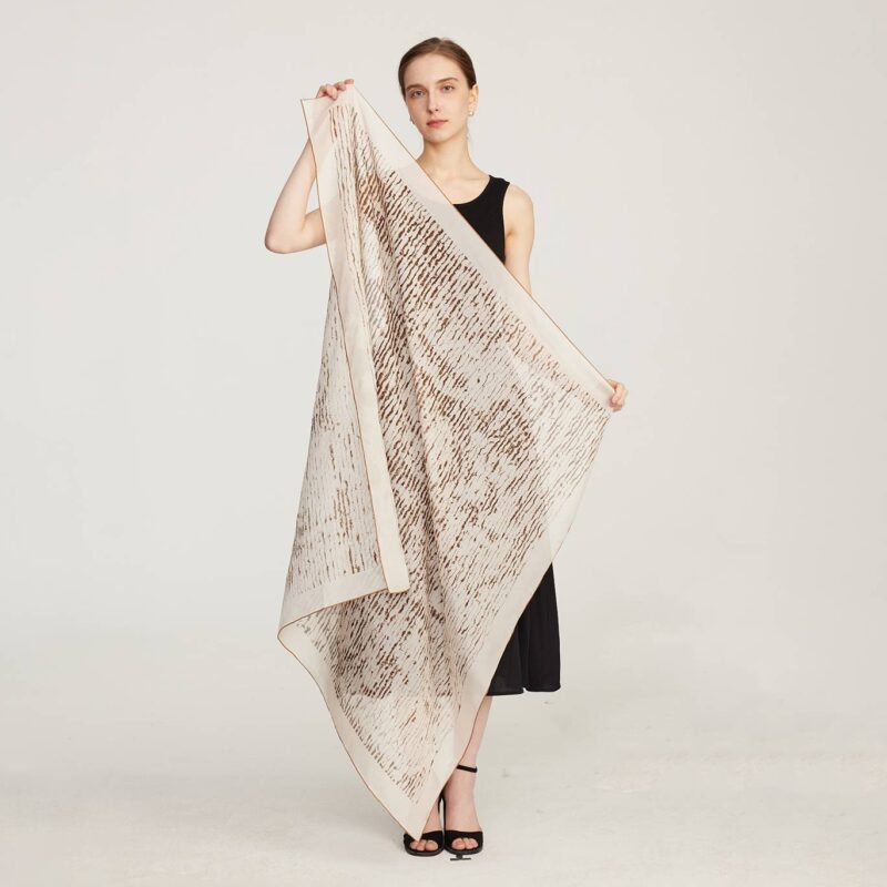 Aletta Striped Large Square Silk Scarf - Image 2