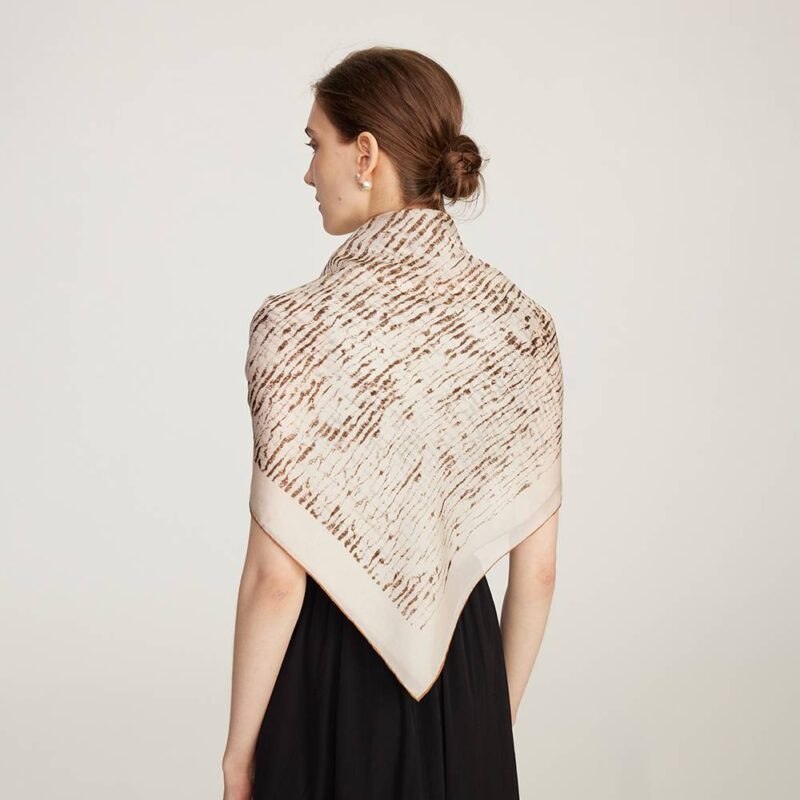 Aletta Striped Large Square Silk Scarf - Image 3