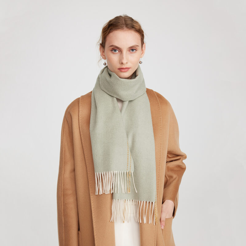 Deva Reversible Cashmere Scarf - Laurel Green - Image 3