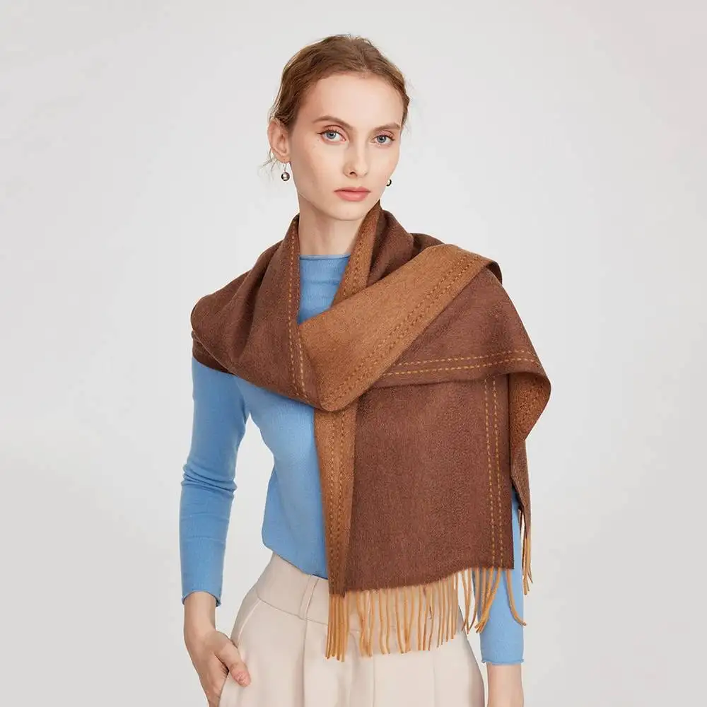 Deva Reversible Cashmere Scarf - Brown