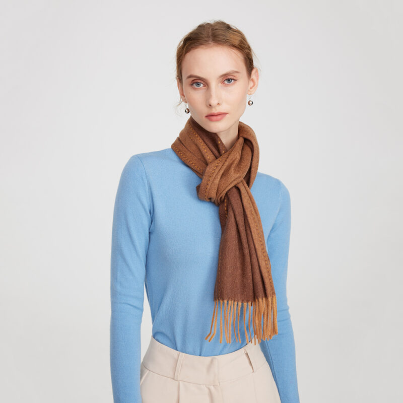 Deva Reversible Cashmere Scarf - Brown - Image 4