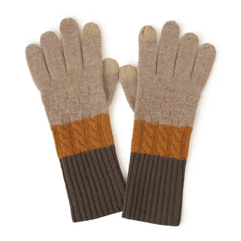 Sopa Pure Cashmere Color Block Touch Screen Gloves