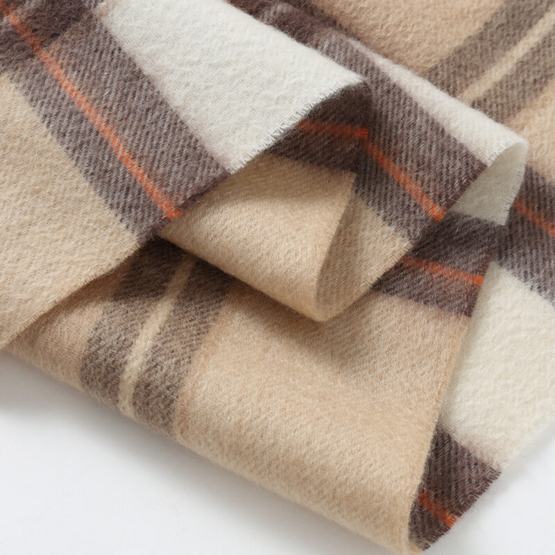 Yona Pure Cashmere Check Tasseled Scarf - Brown - Image 6