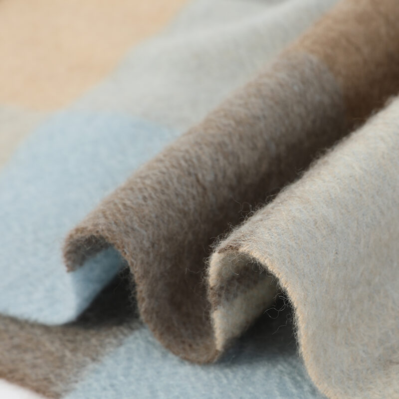 Ember Check Cashmere Scarf - Light Blue - Image 6