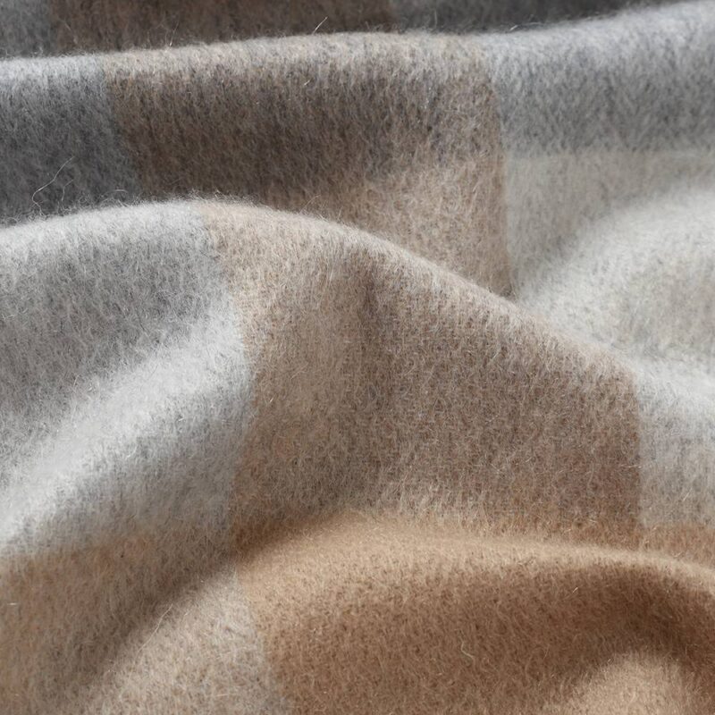 Eva Pure Cashmere Checked Tasseled Scarf - Camel - Image 6