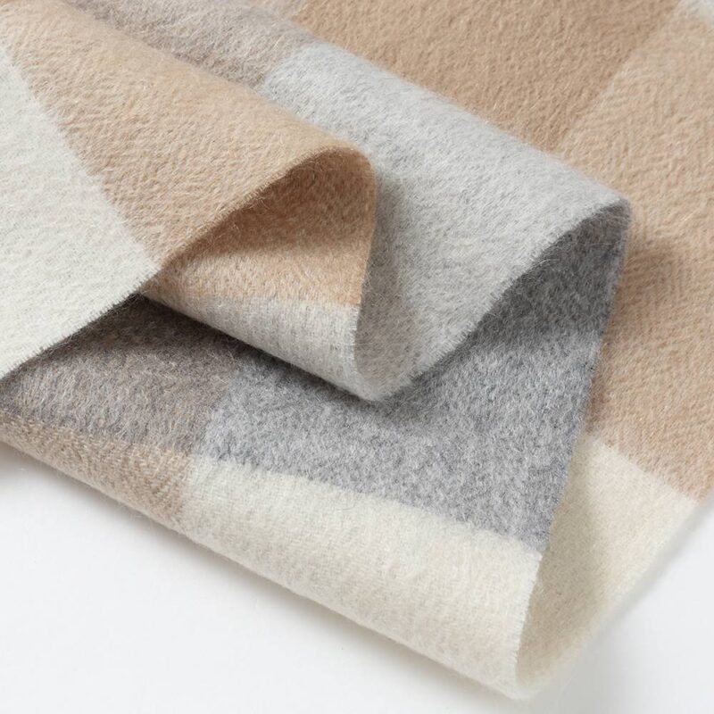 Eva Pure Cashmere Checked Tasseled Scarf - Camel - Image 5