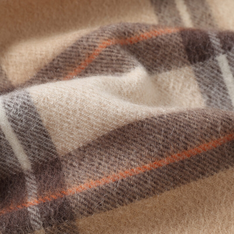 Yona Pure Cashmere Check Tasseled Scarf - Brown - Image 5