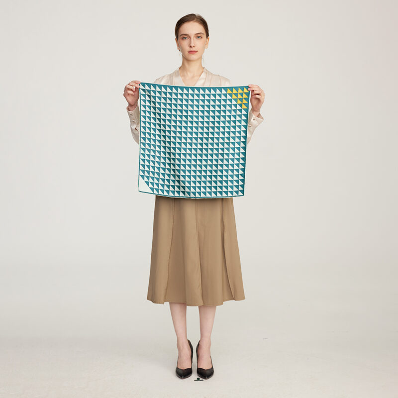 Ariella Triangle Line-Print  Square Silk Scarf - Image 2