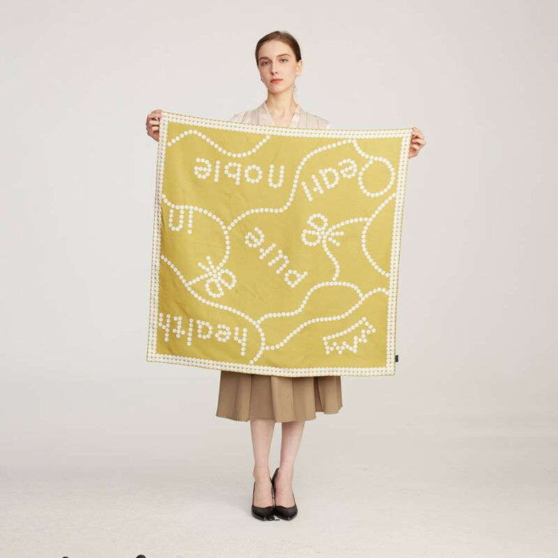 Roi Pearl Print Square Silk Scarf - Image 2