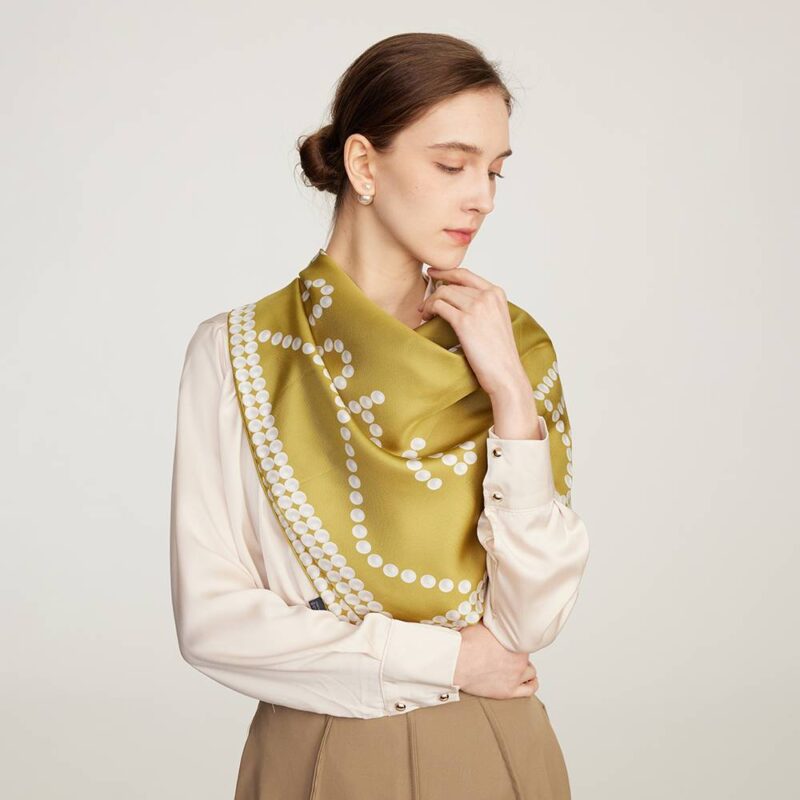 Roi Pearl Print Square Silk Scarf - Image 3