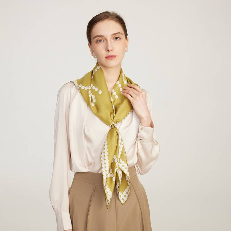 Roi Pearl Print Square Silk Scarf - Image 5
