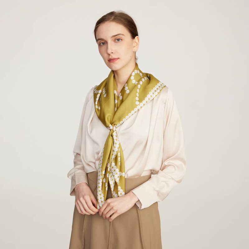 Roi Pearl Print Square Silk Scarf - Image 4