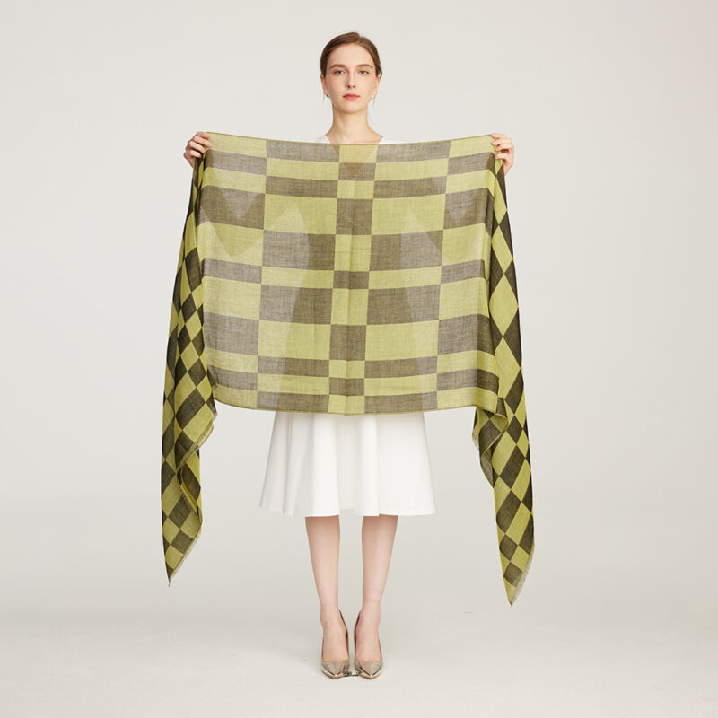 Nami Check Featherlight Cashmere Scarf Wrap - Image 2