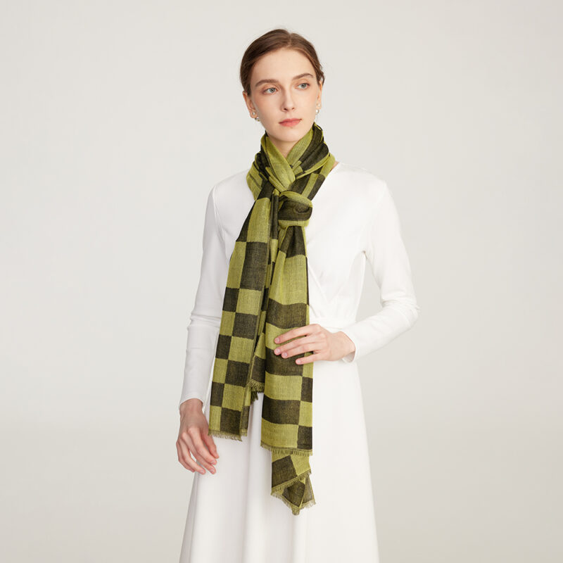 Nami Check Featherlight Cashmere Scarf Wrap - Image 3