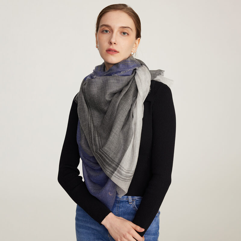 Dia Farbblockierter federleichter Kaschmirschal Wrap – Bild 3