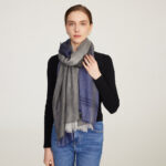 Dia Color Blocked Featherlight Cashmere Scarf Wrap