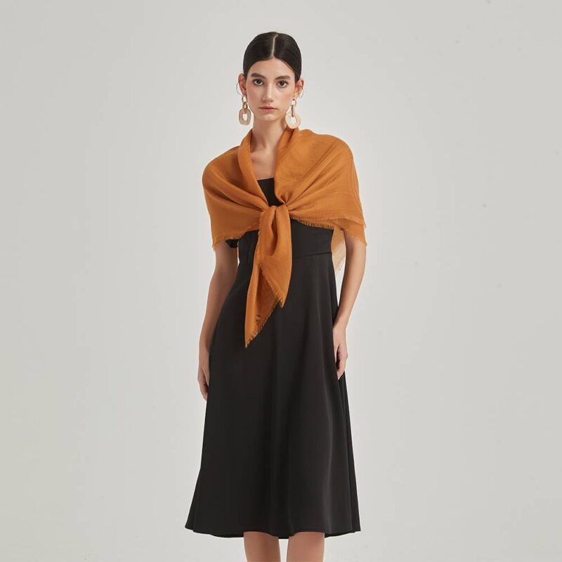 Zena Square Featherlight Cashmere Scarf Wrap - Image 4