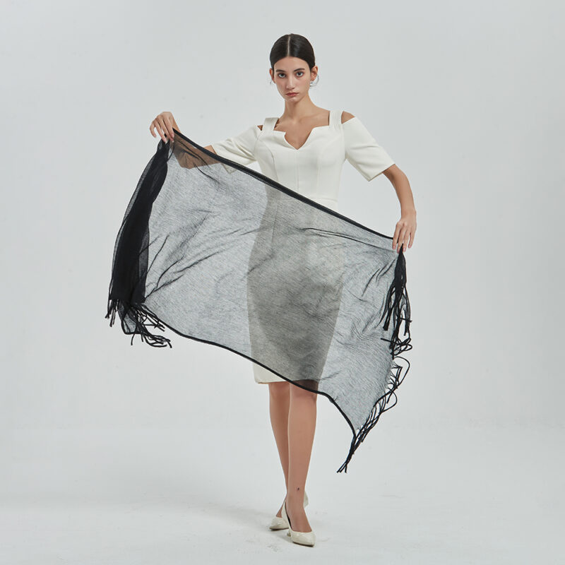 Alpa Featherlight Cashmere Tasseled Scarf Wrap - Image 2