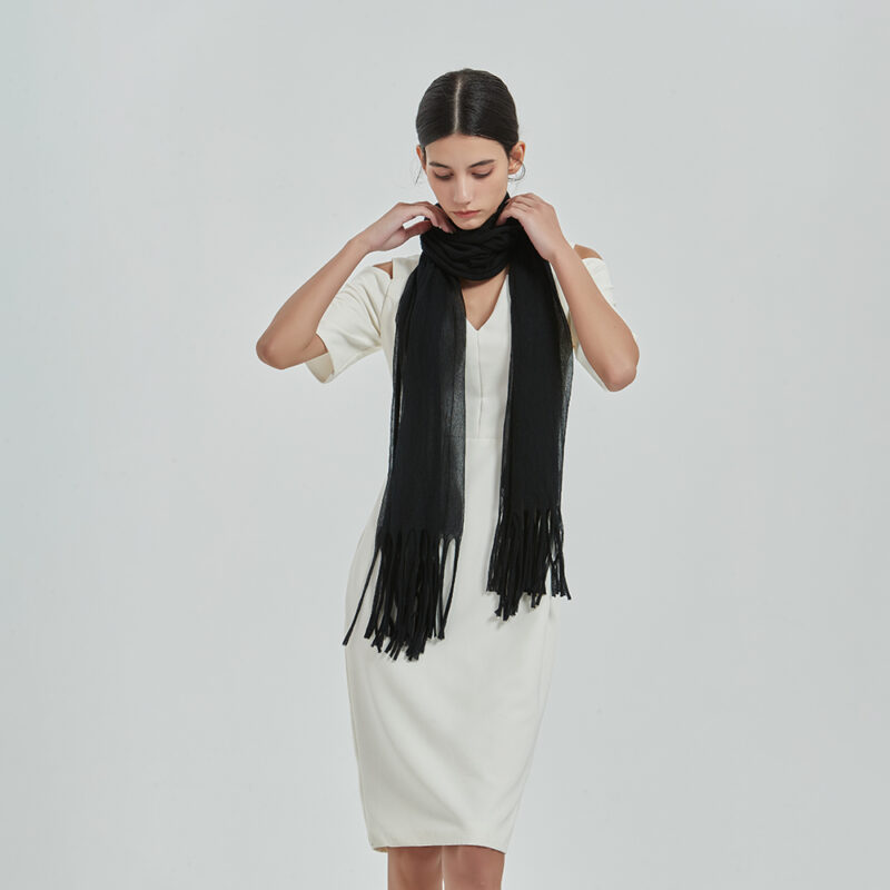 Alpa Featherlight Cashmere Tasseled Scarf Wrap - Image 5