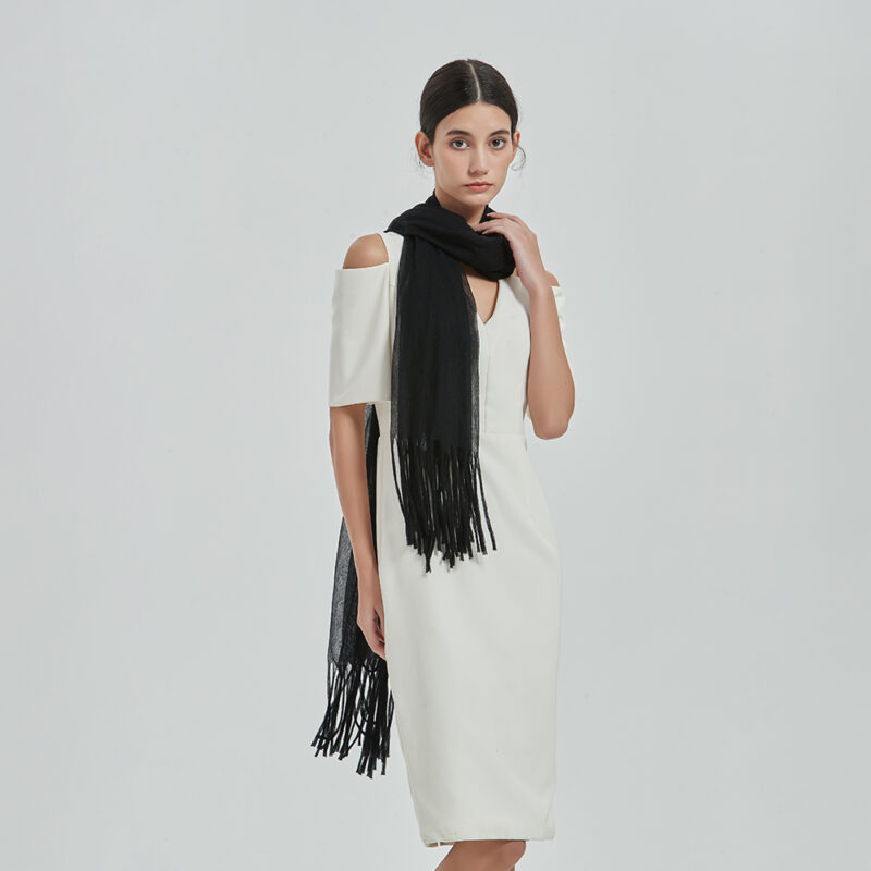 Alpa Featherlight Cashmere Tasseled Scarf Wrap - Image 4